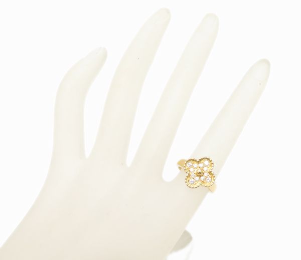 Van Cleef & Arpels Vintage Alhambra Diamond Ring 18K Yellow