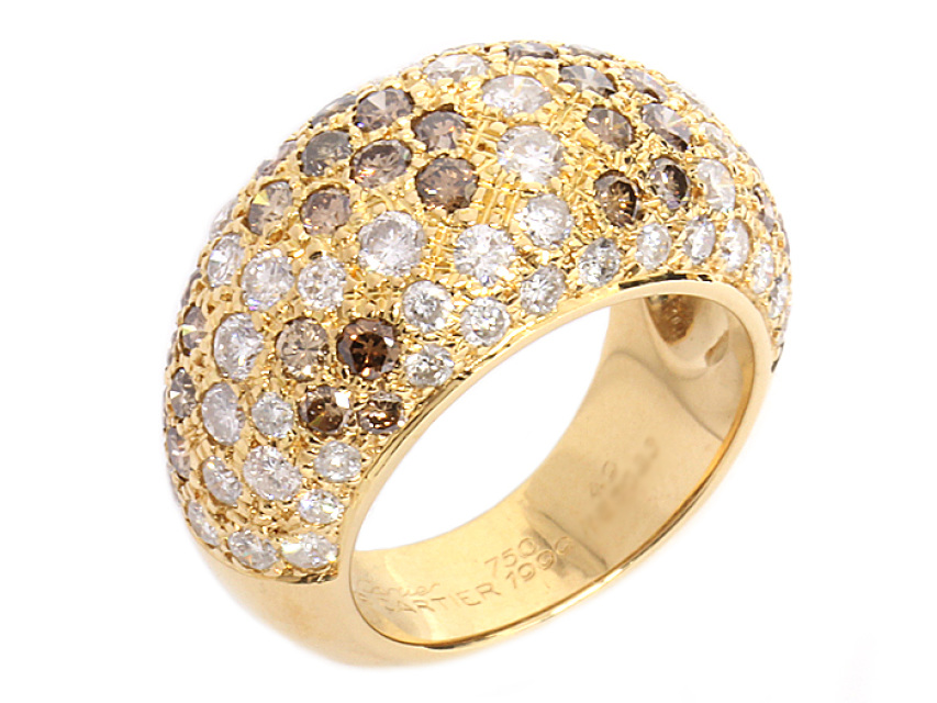 Cartier 18K YG Pave Diamond Dome Ring 
