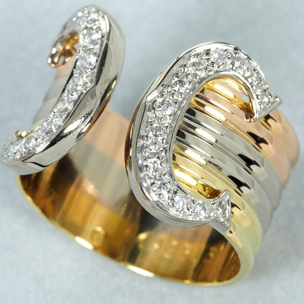 cartier double c diamond gold ring